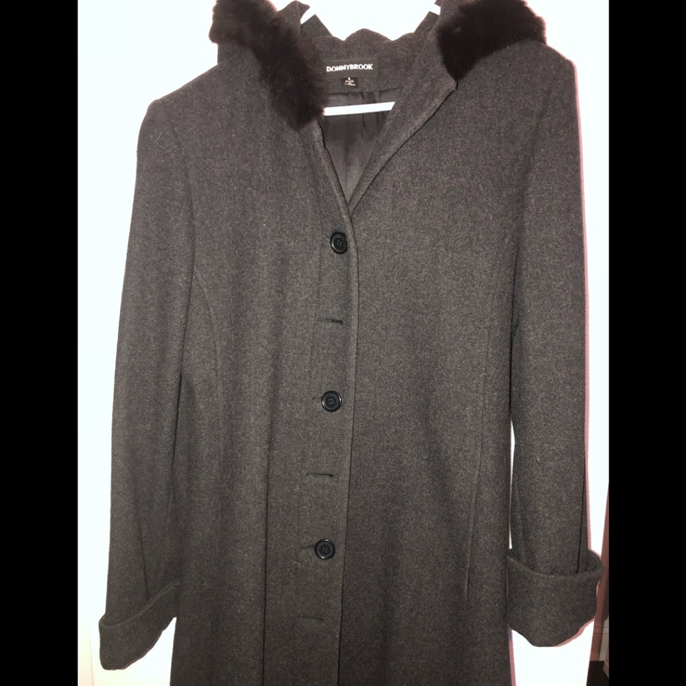 Wool coat in great condition with genuine fur hood